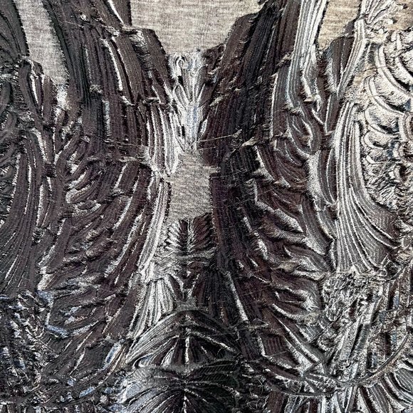 IRO Paris Silk Blend Black Sleeveless  Burn Out Wing Patterned Top Sz 38 Medium - Picture 4 of 6